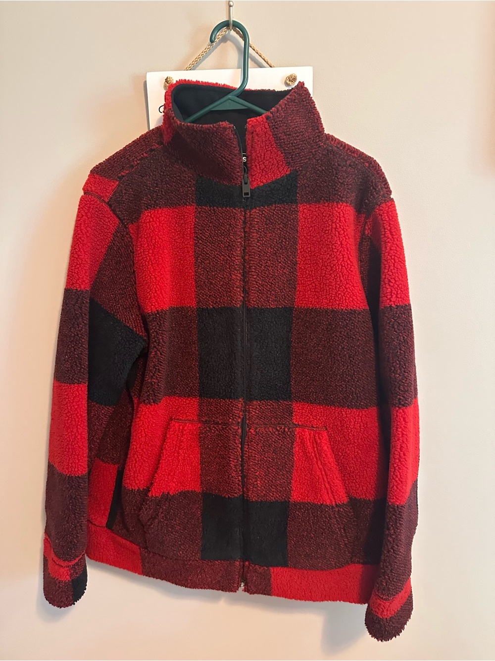 Mens Red Buffalo Plaid Sherpa Jacket - Express
